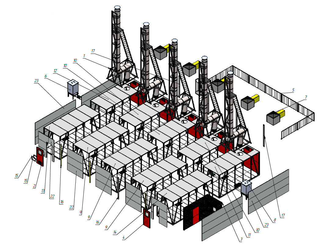Drawing of the block-modular boiler house building
