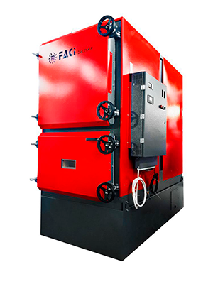 FACI boiler running on wood chips
